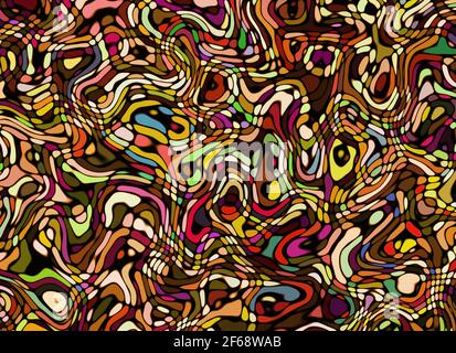 Abstrakt mehrfarbigen Muster gemalt gekrümmten Linien Hintergrund Stockfoto
