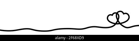 Handgezeichnete einzelne dünne Linie Herzen Stock Vektor