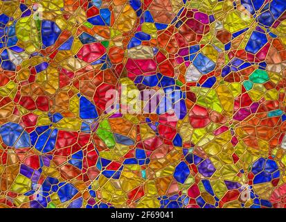 Farbe Mosaik Wand aus wilden Steinen Stockfoto