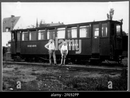 Jönköping Gripenbergs Eisenbahn, JJ Motorwagen 2, Drehwagen. Stockfoto