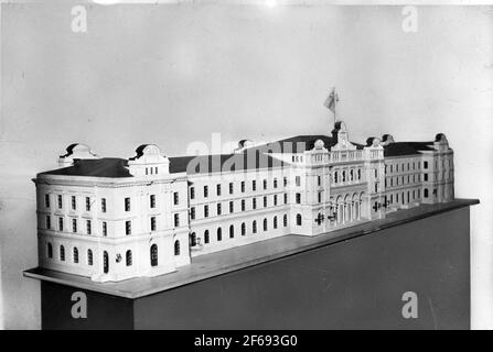 Modell von Stockholm Central, 1871; Eisenbahnmuseum. Stockfoto