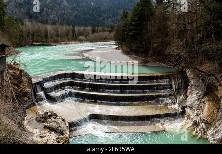 Berühmter Lechfall, Wasserfall bei Füssen in Bayern, Deutschland Stockfoto