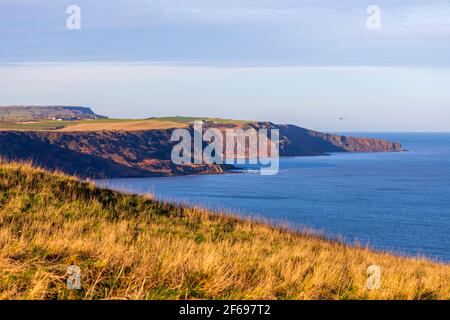 Runswick Bay von Kettleness, North York Moors National Park, Yorkshire Stockfoto