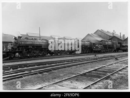 Verkehrsbuchhaltung Grängesberg - Oxelösund-Eisenbahnen, TGOJ M3T 73, TGOJ M3T 72, TGOJ M3T 71, TGOJ K3A 35. Stockfoto