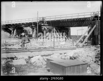 Wiederaufbau des Viadukts über die Malmö Ystads Eisenbahn, auf der Strecke zwischen Malmö und Trelleborg. Stockfoto