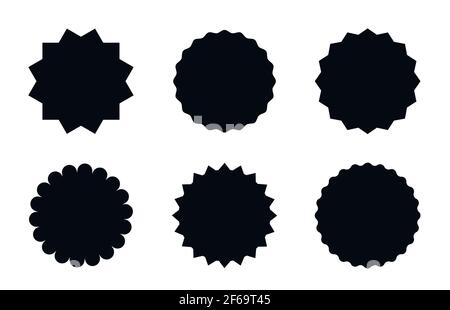 Set von roten Sternensets. Rote leere Aufkleber. Sunburst Abzeichen, Etiketten, Verkauf Tags isoliert. Designelemente. Stock Vektor