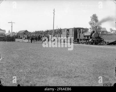 HNJ Lok 4. Dampflokomotive mit Truppentransportzügen. Die Lokomotive wurde 1876 von Fox Walker & Co Bristol in England, Fabrikationsnummer FW 293, hergestellt. Bekam den Namen Wernamo. Wurde 1948 verschrottet. Stockfoto