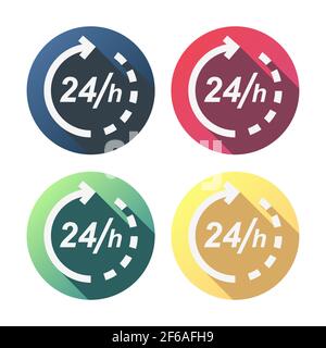 24 Stunden Uhr Zeichen Vektor isoliert auf weißem Hintergrund Stock Vektor