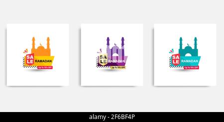 Set von modernen minimalen Ramadan Verkauf Element für Werbe-Banner-Werbung. Stock Vektor