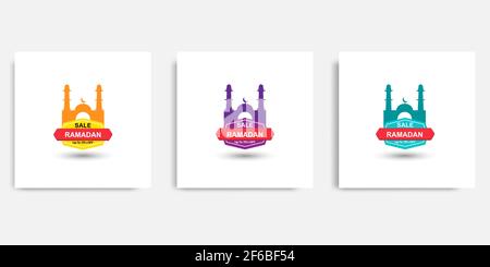 Set von modernen minimalen Ramadan Verkauf Element für Werbe-Banner-Werbung. Stock Vektor