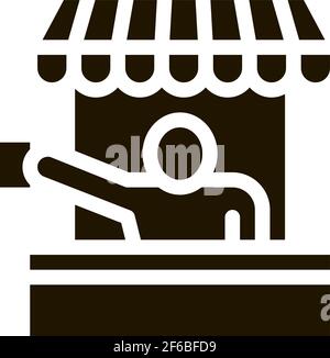 Street Food Seller Icon Vektor Glyphe Illustration Stock Vektor