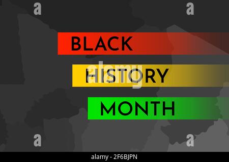 Vektor-Illustration mit vereinfachter politischer Karte von Afrika in grauen Farben. Konzept mit Text - Black History Month oder African-American History Month Stock Vektor