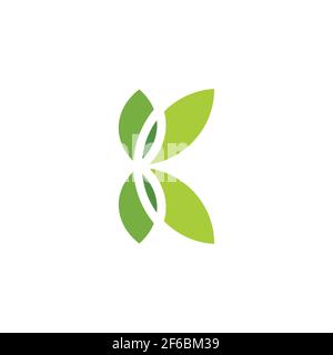 Buchstabe k Farbverlauf grün Blatt Symbol Logo Vektor Stock Vektor