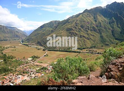 Beeindruckendes Panorama der Region Cusco auf dem Land, das Heilige Tal der Inkas, Peru Stockfoto