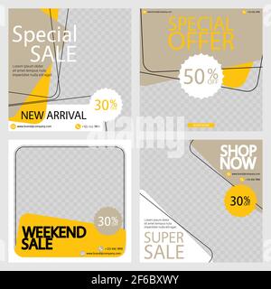 Sale-Banner, spezielle Social-Media-Post. Editierbare Vektorvorlagen für Werbeaktionen, Rabatte und das Posten von Storys. Set von Layout-Design für Marketing auf Stock Vektor