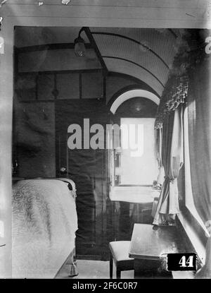 Innenansicht des Royal Wagon, der Staatsbahnen, SJ AO3 1864. Ursprünglich für Queen Victoria 1909 gebaut. Umgebaut zu Kronprinz Gustaf Adolf Wagen 1932 und schließlich abgeschafft in 1966. Stockfoto