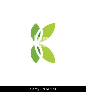 Buchstabe k Farbverlauf grün Blatt Symbol Logo Vektor Stock Vektor