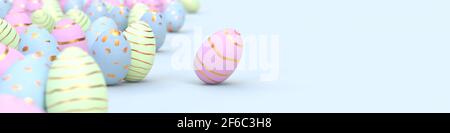 Luxuriöse ostereier auf grauem Hintergrund - 3D Rendering Stockfoto