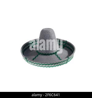 Elegante Sombrero im mexikanischen Stil für Frauen und Männer auf weißem Hintergrund. Studioaufnahmen. Stockfoto