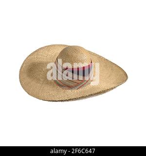 Elegante Sombrero im mexikanischen Stil für Frauen und Männer auf weißem Hintergrund. Studioaufnahmen. Stockfoto