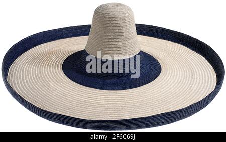 Elegante Sombrero im mexikanischen Stil für Frauen und Männer auf weißem Hintergrund. Studioaufnahmen. Stockfoto