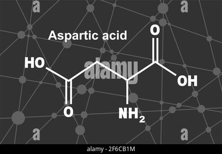 Aminosäure. Asparaginsäure Strukturformel. Infografiken-Illustration. Mit Linien und Punkten verbundener Hintergrund Stock Vektor