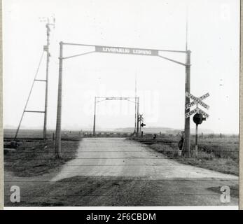 Bahnübergang am Rögle Nord auf der Strecke zwischen vegeholm und catarp. Stockfoto