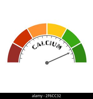 Gradientenskala. Symbol für das Messgerät für den Kalziumspiegel. Schild Tachometer, Tachometer, Anzeigen. Infografik Messelement. Stock Vektor