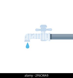 Wasserhahn mit Tropfen. Vektorgrafik Stock Vektor