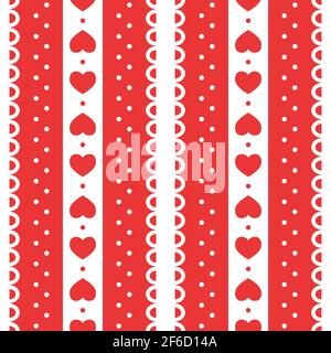 Vektor nahtloses Muster für Valentinstag. Niedliches, romantisches Design für Stoff, Verpackung, Tapete Stockfoto