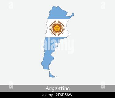 Argentinische Karte Flagge. Karte von Argentinien mit der Nationalflagge von Argentinien isoliert auf weißem Hintergrund. Vektorgrafik. Stock Vektor