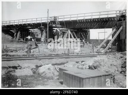 Wiederaufbau des Viadukts über die Malmö Ystads Eisenbahn, auf der Strecke zwischen Malmö und Trelleborg. Stockfoto