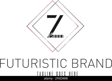 Moderne elegante Silber Rose Gold geometrische Buchstabe Z Logo Vektor Vorlage Geometrische Initialen Rahmen Rahmen Design Feminin Simplistisch Minimalistisch Stock Vektor