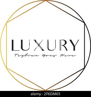 Premium Modern Gold Geometrisches Logo Vektor Goldern Vorlage Luxus-Premium Anspruchsvoll Icon Frame Circle Eleganter Rand Feminin Stock Vektor
