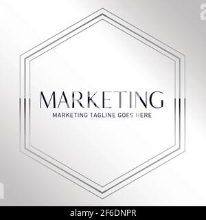 Silber Luxus Logo Design Vektor-Vorlage Elegant Anspruchsvolle Illustration Grafik Vektor-Hexagon Premium Rahmen Grenze Banner-Symbol Stock Vektor