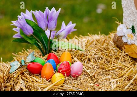 Ente beim traditionellen osterhasen von Herleshausen in Hessen Stockfoto