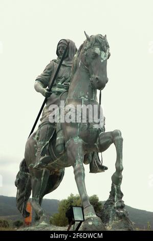 Statue von Tariq bin Ziyad. Algerischer Krieger. In der spanischen Geschichte und Legende als TARIC el Tuerto bekannt Stockfoto