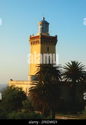 Cap Spartel, in der Nähe von Tanger, Marokko. Der Leuchtturm. Stockfoto