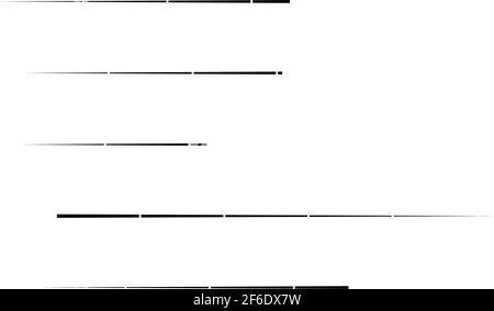 Gestricheltes geometrisches Element mit zufällig parallelen geraden Linien. Zufällige horizontale Linien, Streifen mit Lücken Stock Vektor