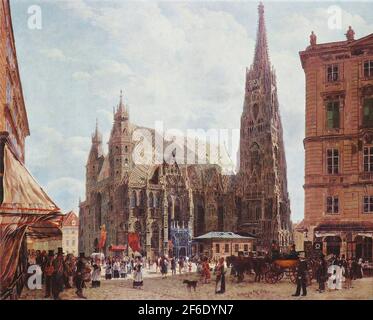 Rudolf von Alt - Blick Stephansdom Stock im Eisen Platz 1832 Stockfoto