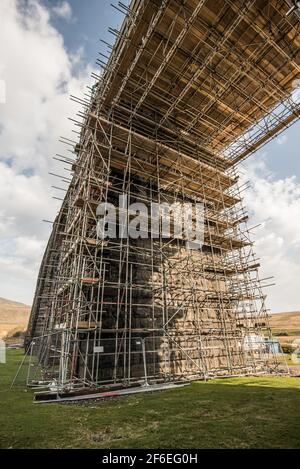 Reparaturen an ikonischem Ribblehead Viadukt Stockfoto