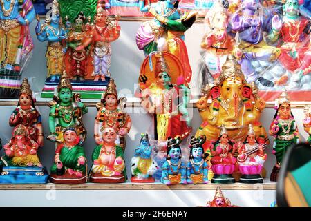 Navratri, Dassehra, Golu Idole auf dem Display Stockfoto