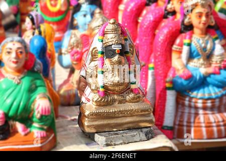 Navratri, Dassehra, Golu Idole auf dem Display Stockfoto