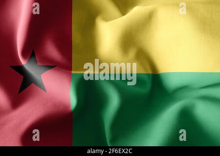 3d-Rendering realistische wehende Seidenflagge von Guinea-Bissau Stockfoto