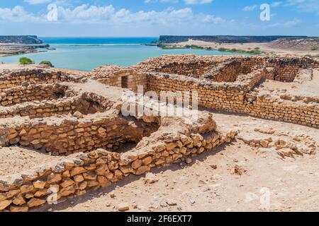 Sumhuram Archäologischer Park mit Ruinen der antiken Stadt Khor Rori in der Nähe von Salalah, Oman Stockfoto