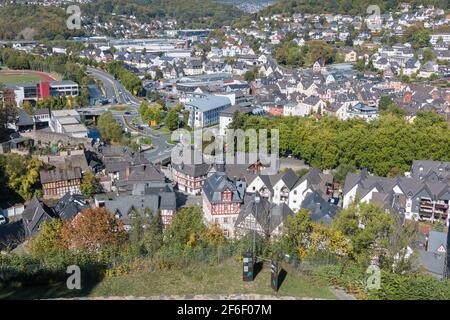 Dillenburg, Deutschland - 27. September 2018: Blick über Dillenburg Stockfoto