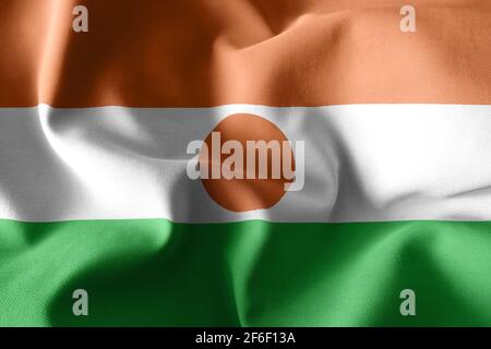 3d-Rendering realistische wehende Seidenflagge von Niger Stockfoto