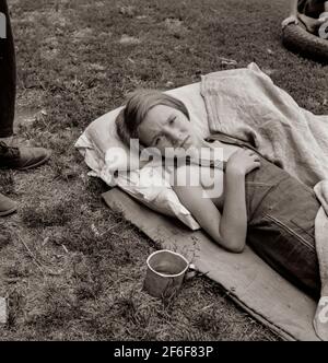 Krankes Migrantenkind. Washington, Yakima Valley, Toppenish. 1939. Foto von Dorothea lange. Stockfoto