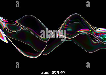 3D-Rendering von abstraktem Hintergrund, Corporate Design, Kurven und Wirbeln, bunten Verläufen, lebendigen Webtapeten Stockfoto