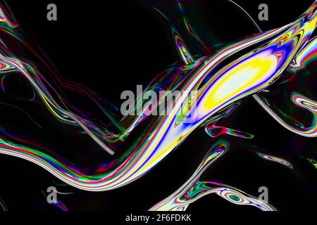 3D-Rendering von abstraktem Hintergrund, Corporate Design, Kurven und Wirbeln, bunten Verläufen, lebendigen Webtapeten Stockfoto